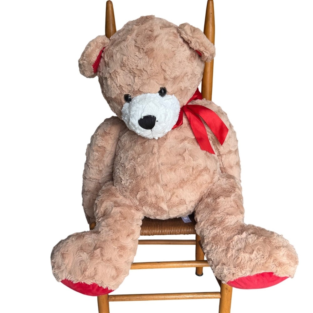 Animal Adventure XL‎ Silky Curly Teddy Bear 36" Plush Tan Brown Cream Stuffed